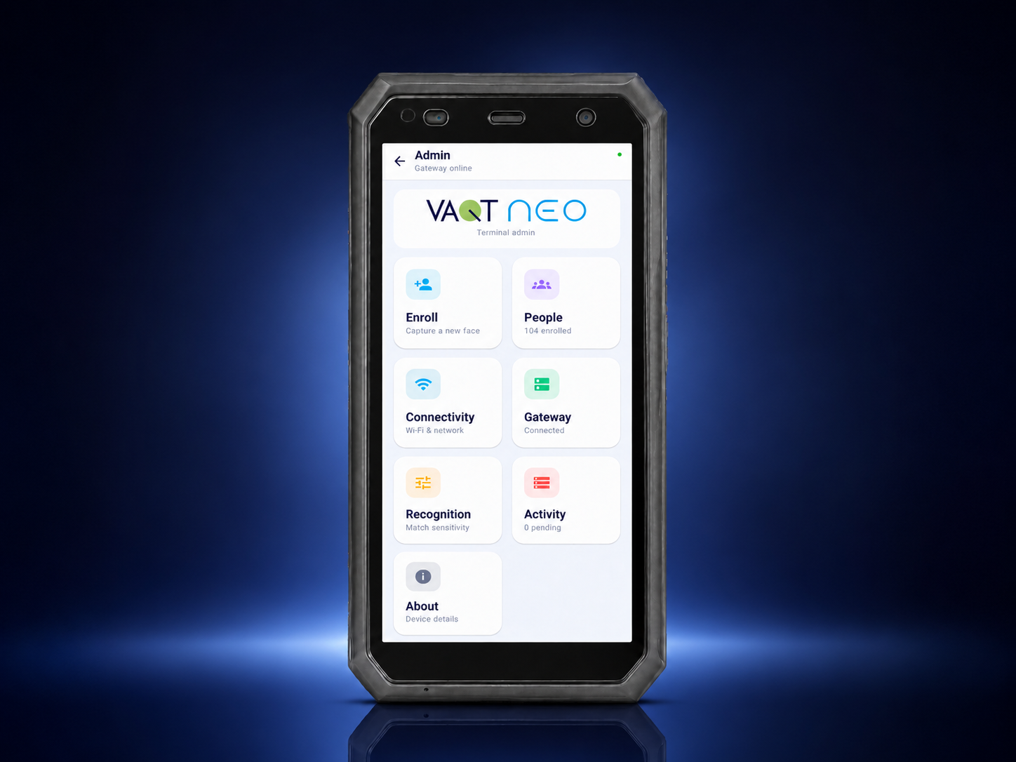 VAQT Neo handheld terminal with admin console